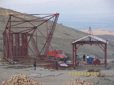鞏留縣阿克圖別克鄉(xiāng)新建煤礦主井井架施工現(xiàn)場
